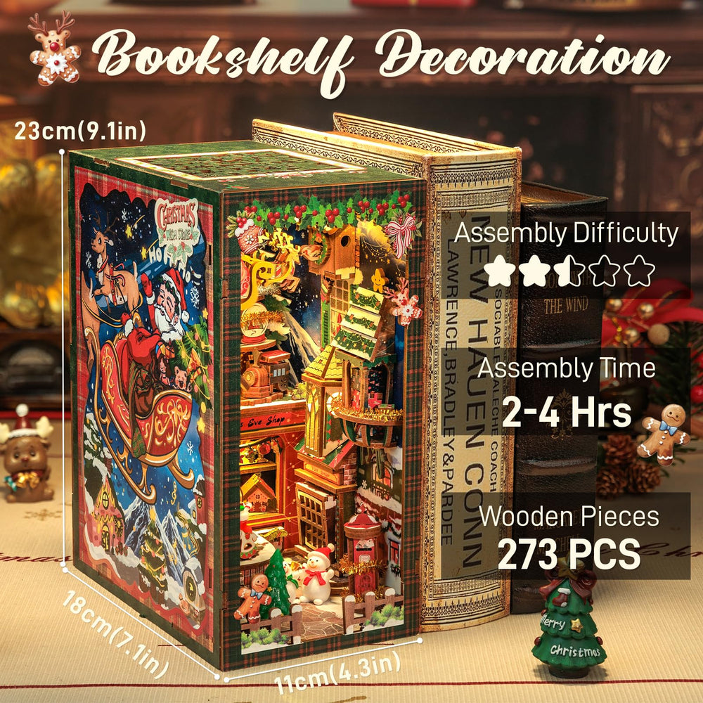 Cutebee Christmas Book Nook Kit DIY process highlighting an engaging craft experience for adults and teens.