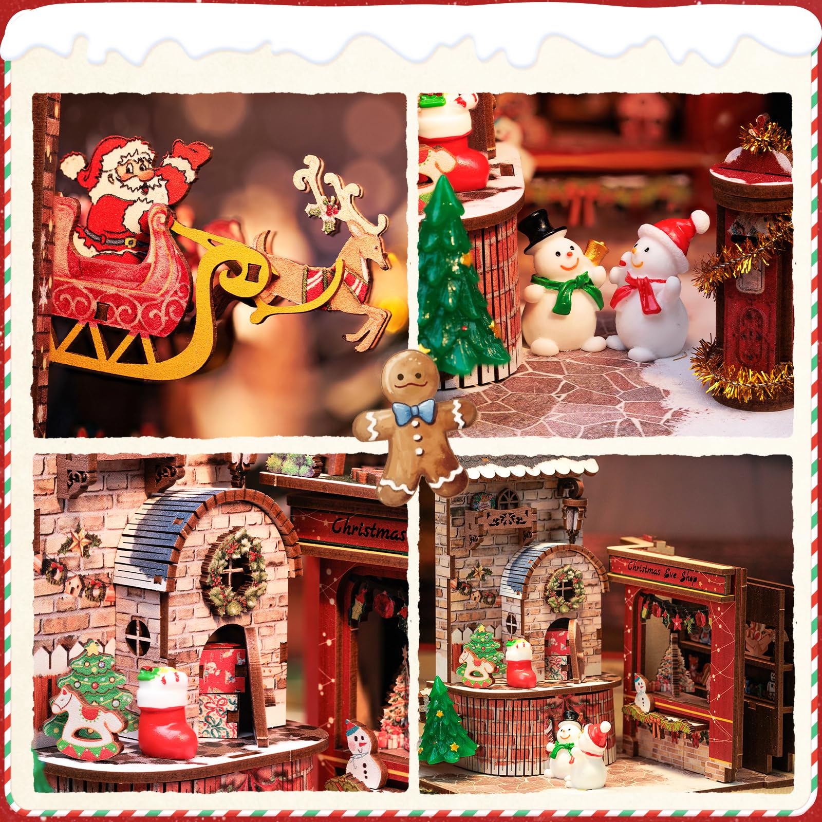 Cutebee Christmas Book Nook Kit room decor adding warm holiday charm to your shelf.