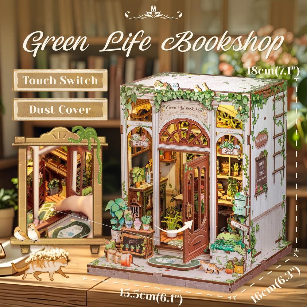 CUTEBEE book nook close-up reveals detailed decor and wood texture