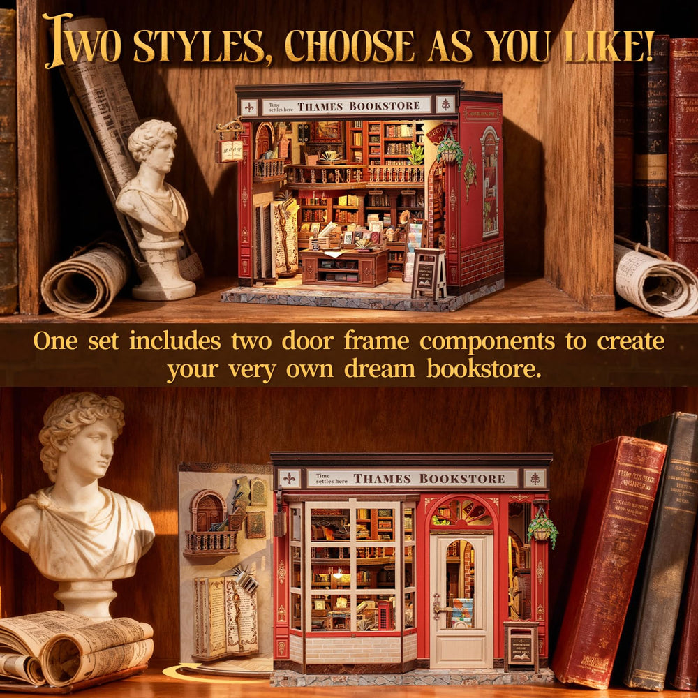 CUTEBEE Thames Bookstore diorama highlights fine dollhouse details for collectors.