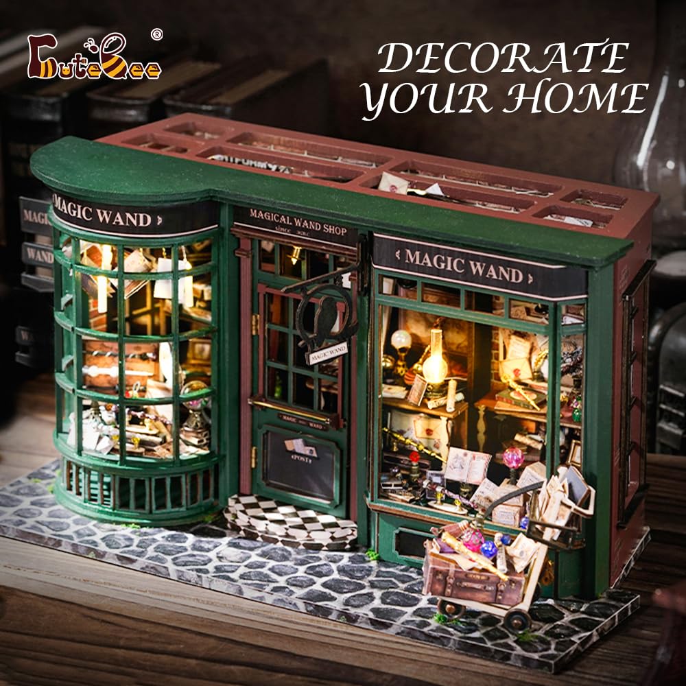 CUTEBEE dollhouse kit LED light enhances the display with warm lifelike glow