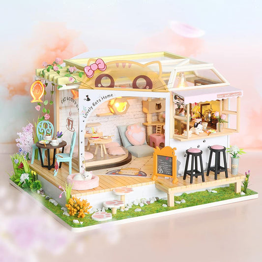 CUTEBEE dollhouse kit with English manual for step-by-step guidance.