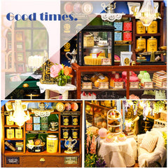 CUTEBEE Dollhouse LED warm glow enhances evening display
