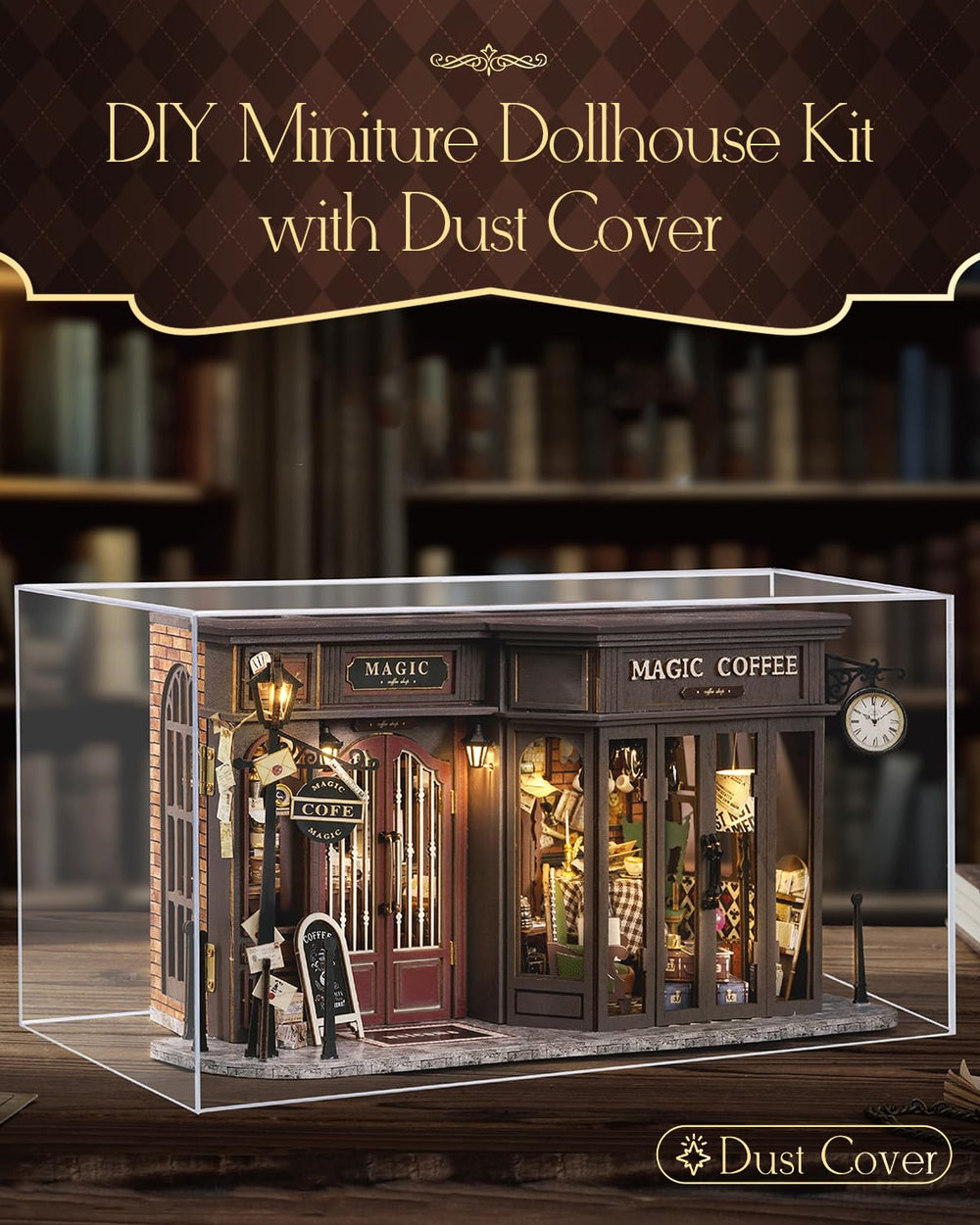 CUTEBEE dust-proof dollhouse cover—protects tiny interiors from dust.
