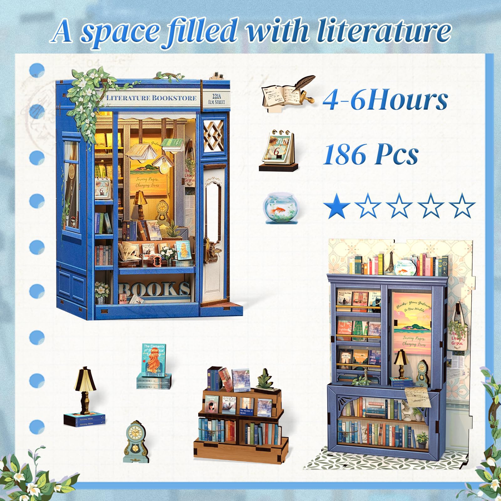 CUTEBEE laser-cut wood pieces show precise detailing for durable minis.
