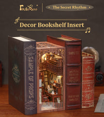 CUTEBEE miniature house inside view highlighting detailed furniture and music-themed accents.