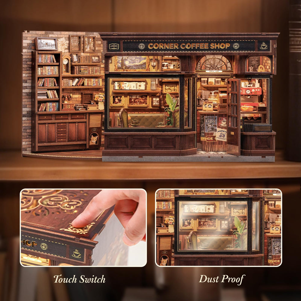 CUTEBEE Miniature house on shelf showcases elegant bookend display