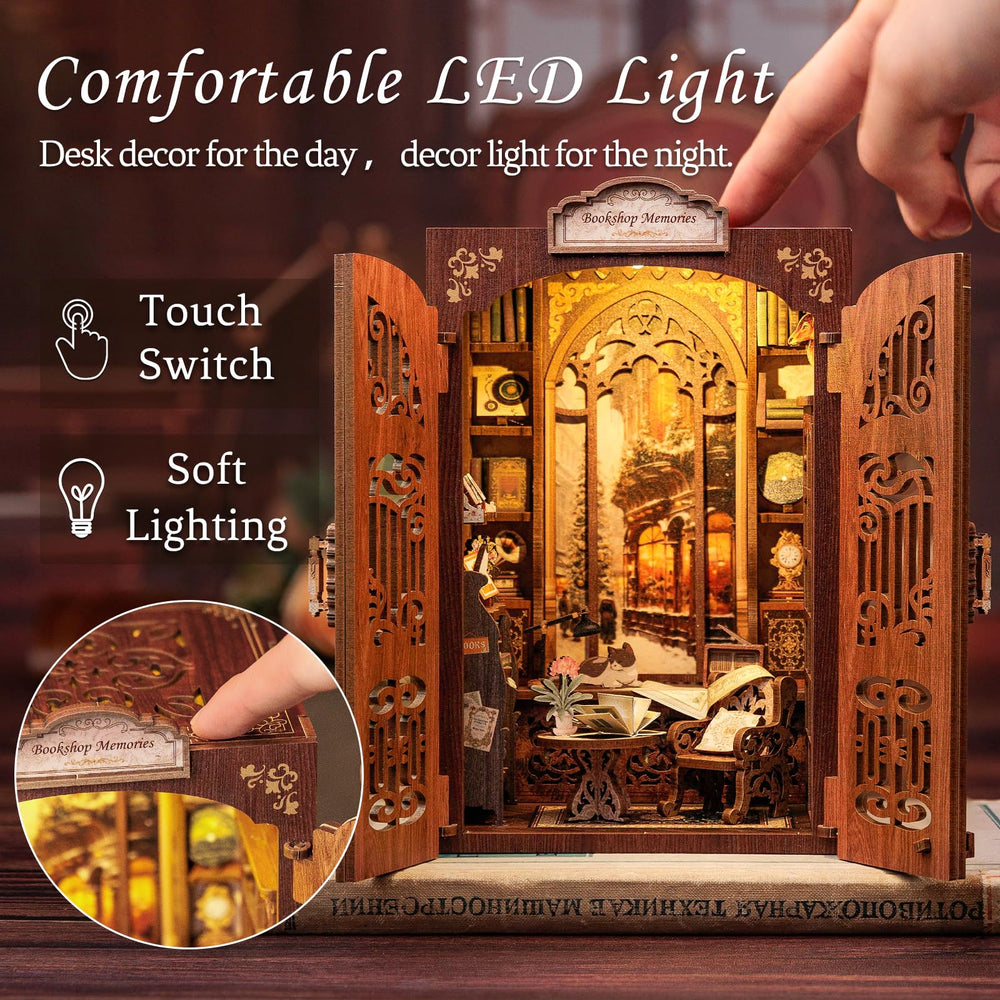 CUTEBEE miniature room scene highlights intricate details for cozy desk or shelf decor.