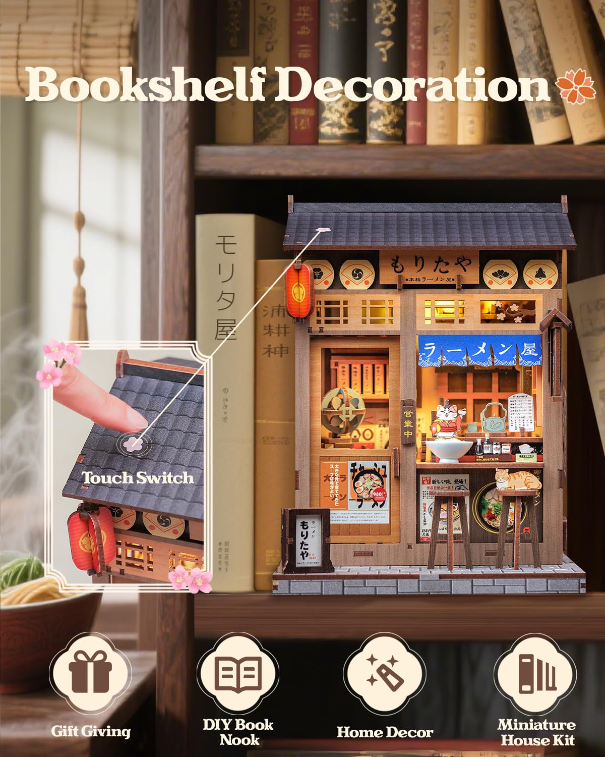 CUTEBEE Morita-Ya book nook displayed on a desk adds unique charm.