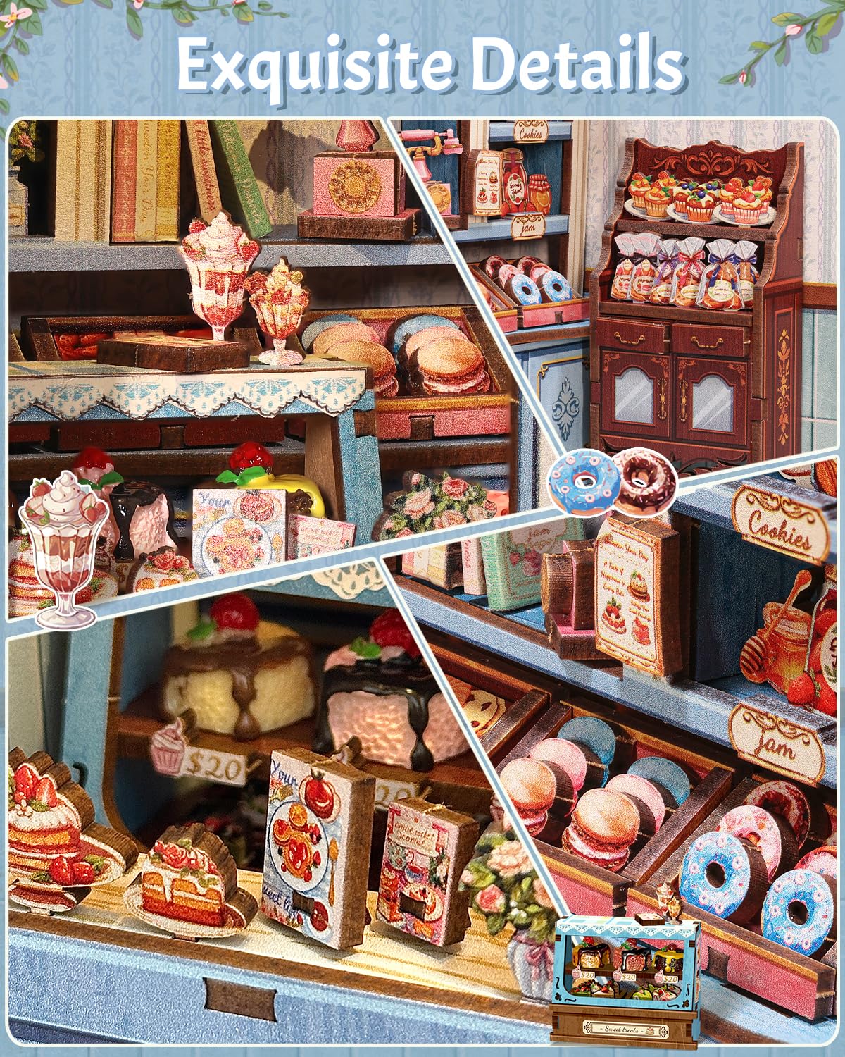 CUTEBEE Sweet Marie cookies and jars add charm to a tiny bakery scene