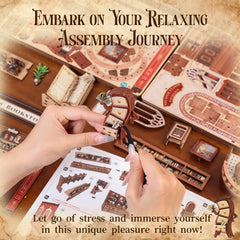 CUTEBEE Thames Bookstore assembly scene invites relaxing crafting moments.