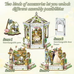 CUTEBEE Windsor Flower House LED lighting creates warm ambience on bookshelves