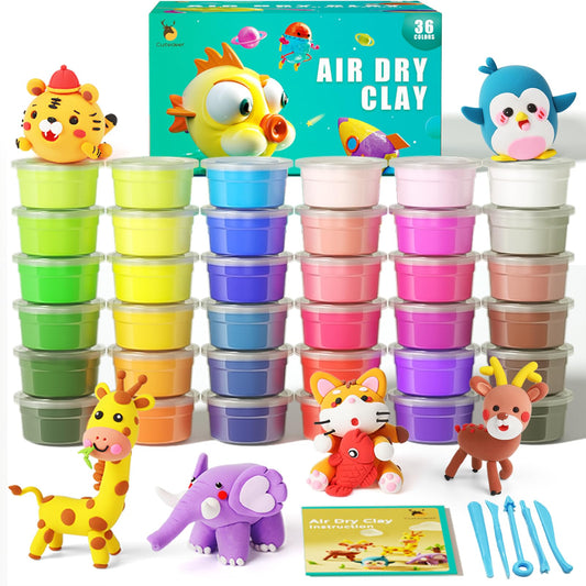 Cutedeer Air Dry Clay Kit with 36 colors for kids to spark creativity.
