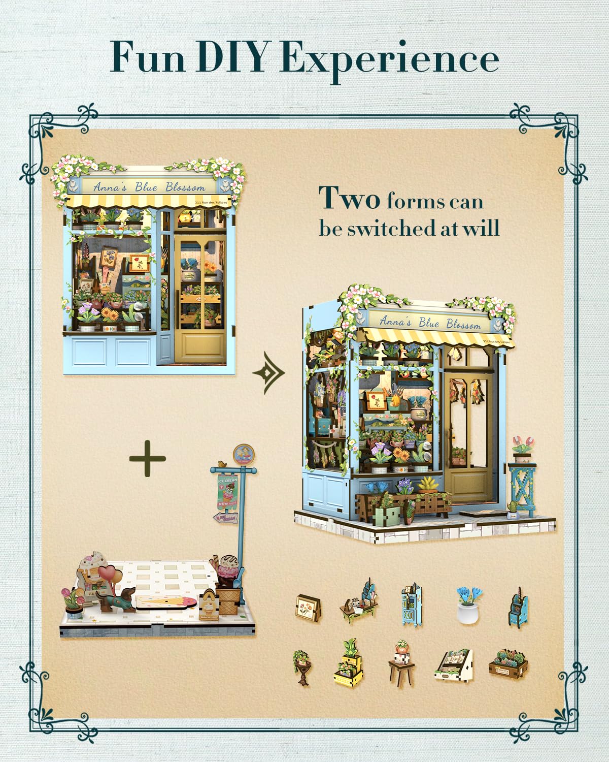 Cutefun Anna's Blue Blossom wooden pieces snap together smoothly.