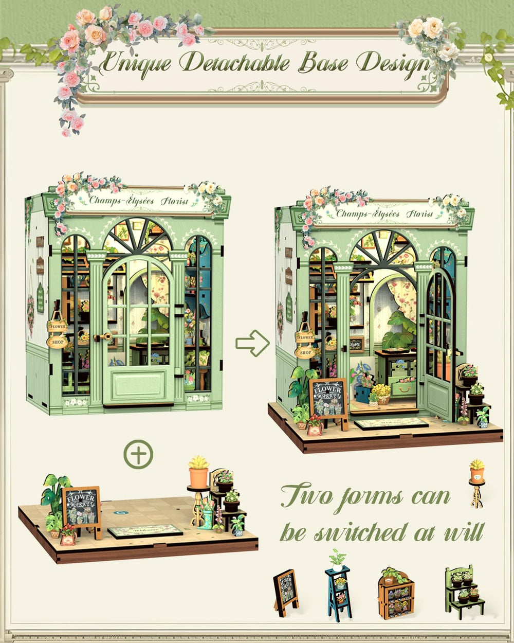 199-piece Cutefun Book Nook puzzle pieces ready to snap together.
