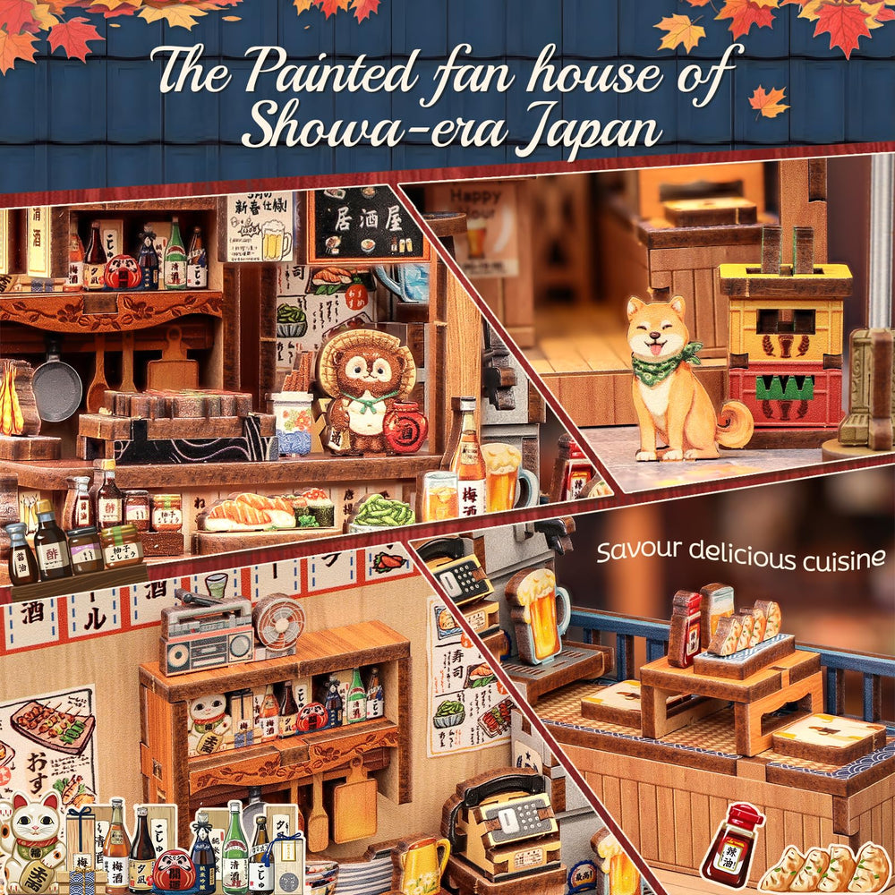 Cutefun Izakaya Book Nook includes 218-piece puzzle and lighting kit.