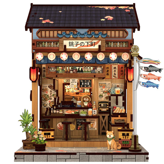 Cutefun Izakaya Book Nook front view with warm glow for shelf decor.