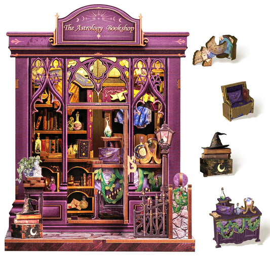Cutefun Book Nook Kit assembly parts ready for a beginner friendly build
