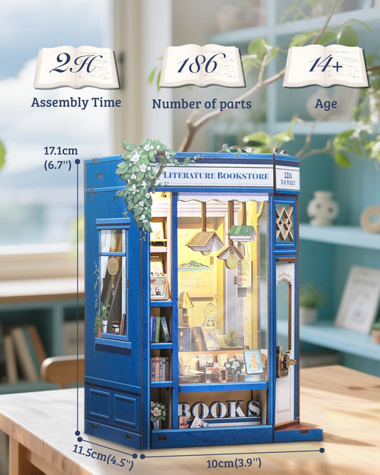 Cutefun Book Nook Kit 186-piece puzzle components ready for patient assembly.