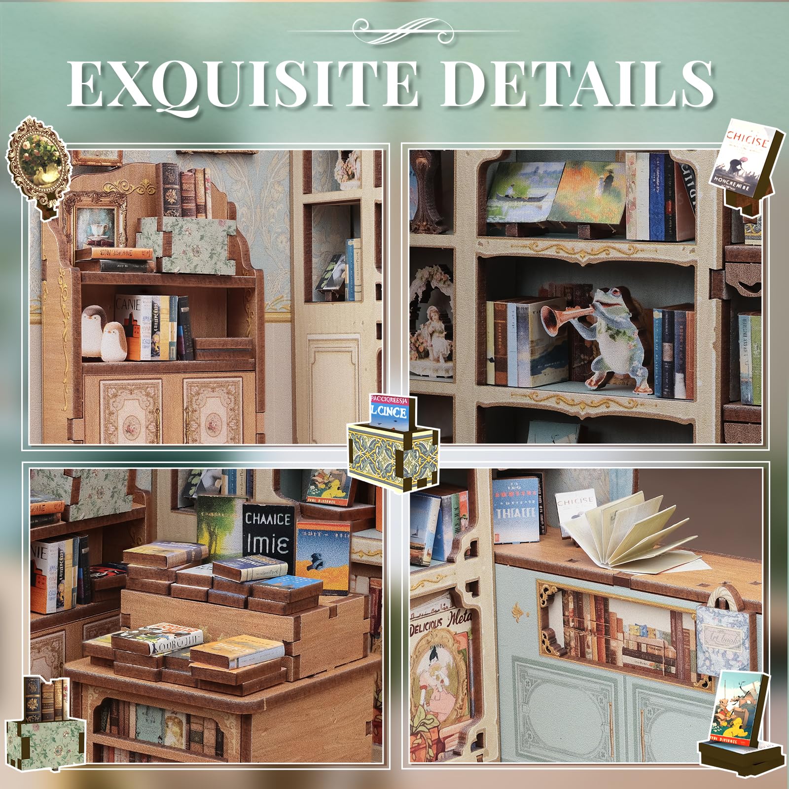 Cutefun Book Nook Kit dust-proof sheet protects display