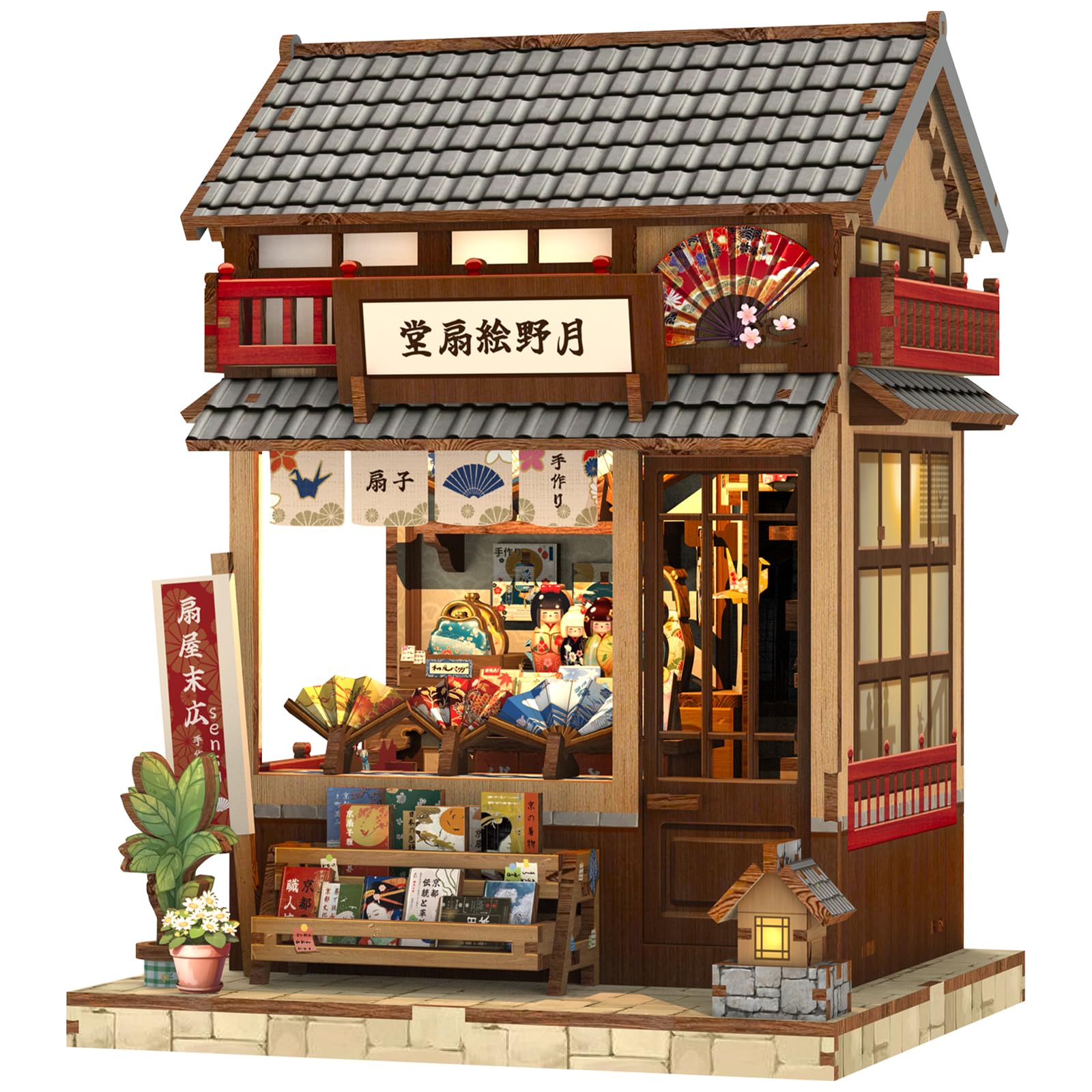 Cutefun Book Nook Kit folds into a serene folding-fan-shop scene for your shelf.