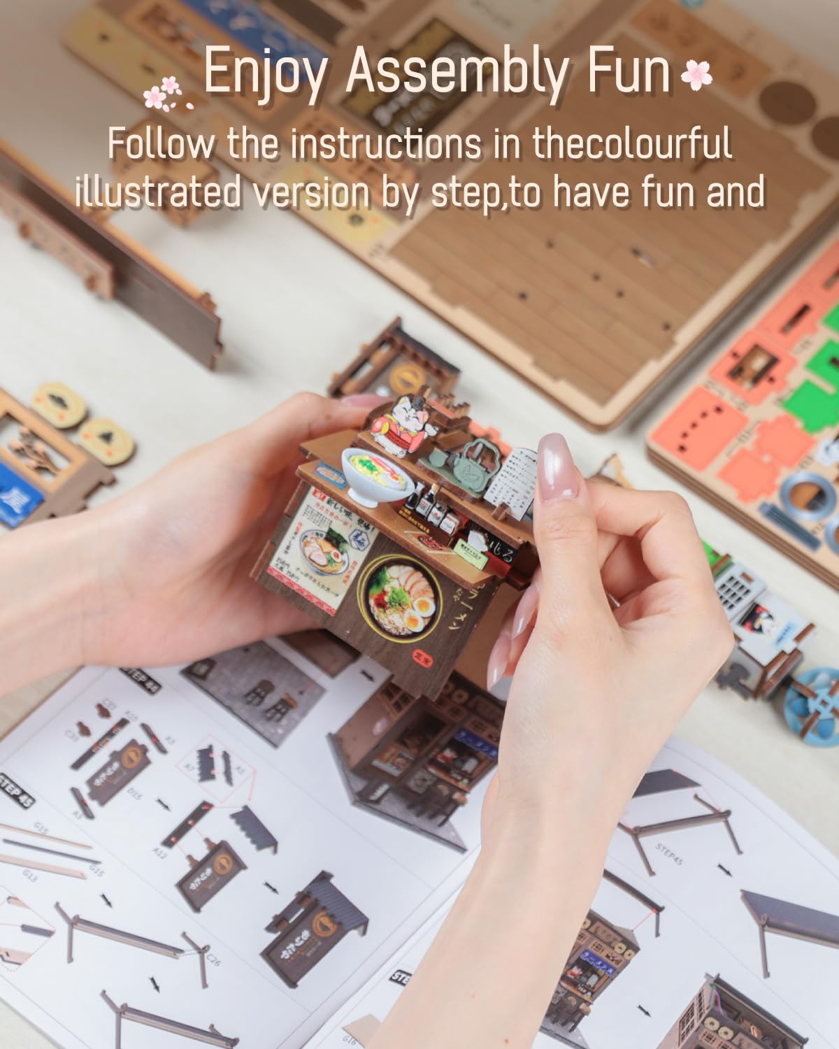 Cutefun Book Nook Kit instructions and accessories guide a smooth build.