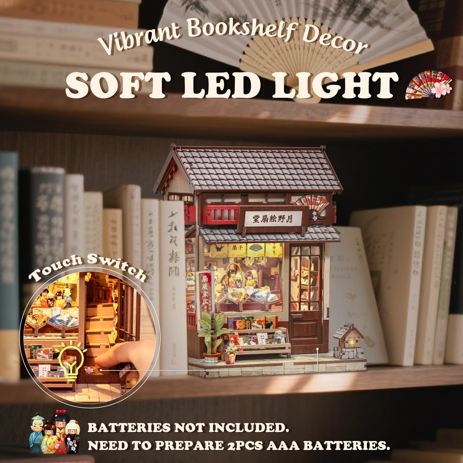 Cutefun Book Nook Kit highlights wooden lattice details for a charming, tactile display.