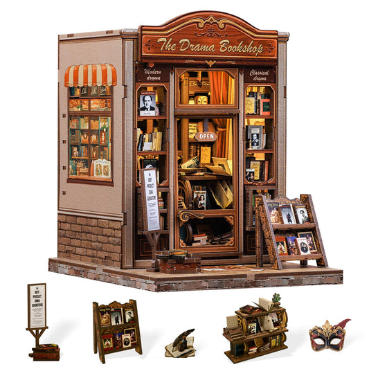 Cutefun Drama Bookshop Kit cover image showing the tiny theater library concept for creative hobby inspiration.