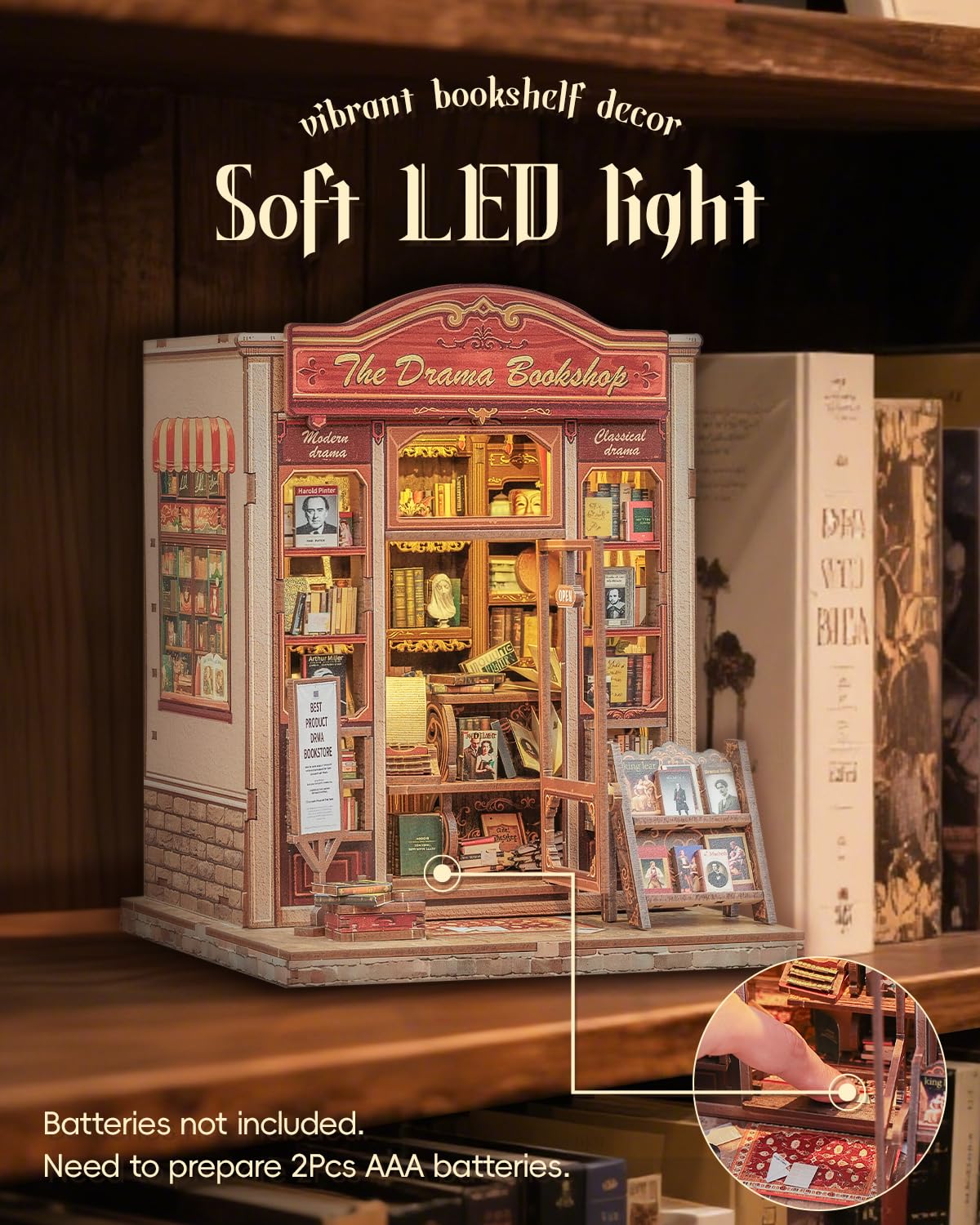 Cutefun LED light component highlights the cozy shelf glow during evenings.
