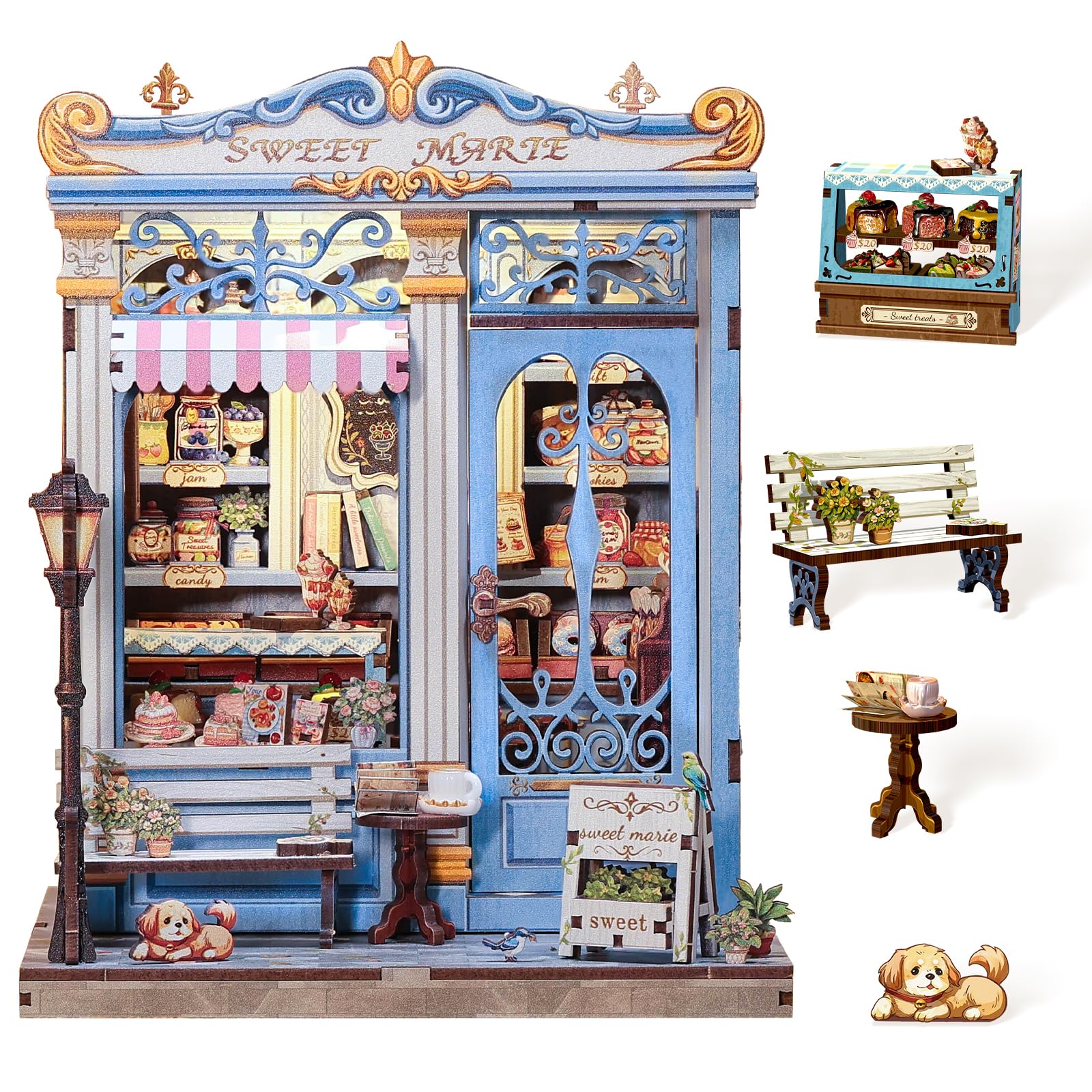 Cutefun Sweet Marie book nook kit shows a detailed façade for shelf display.