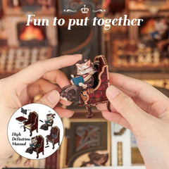 Cutefun detailed wooden dollhouse with warm lighting for cozy desks