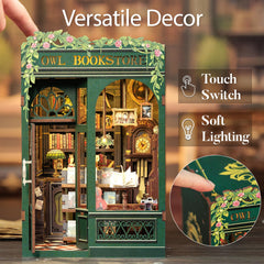 Cutefun wooden dollhouse pieces with a detailed instruction guide for builders.