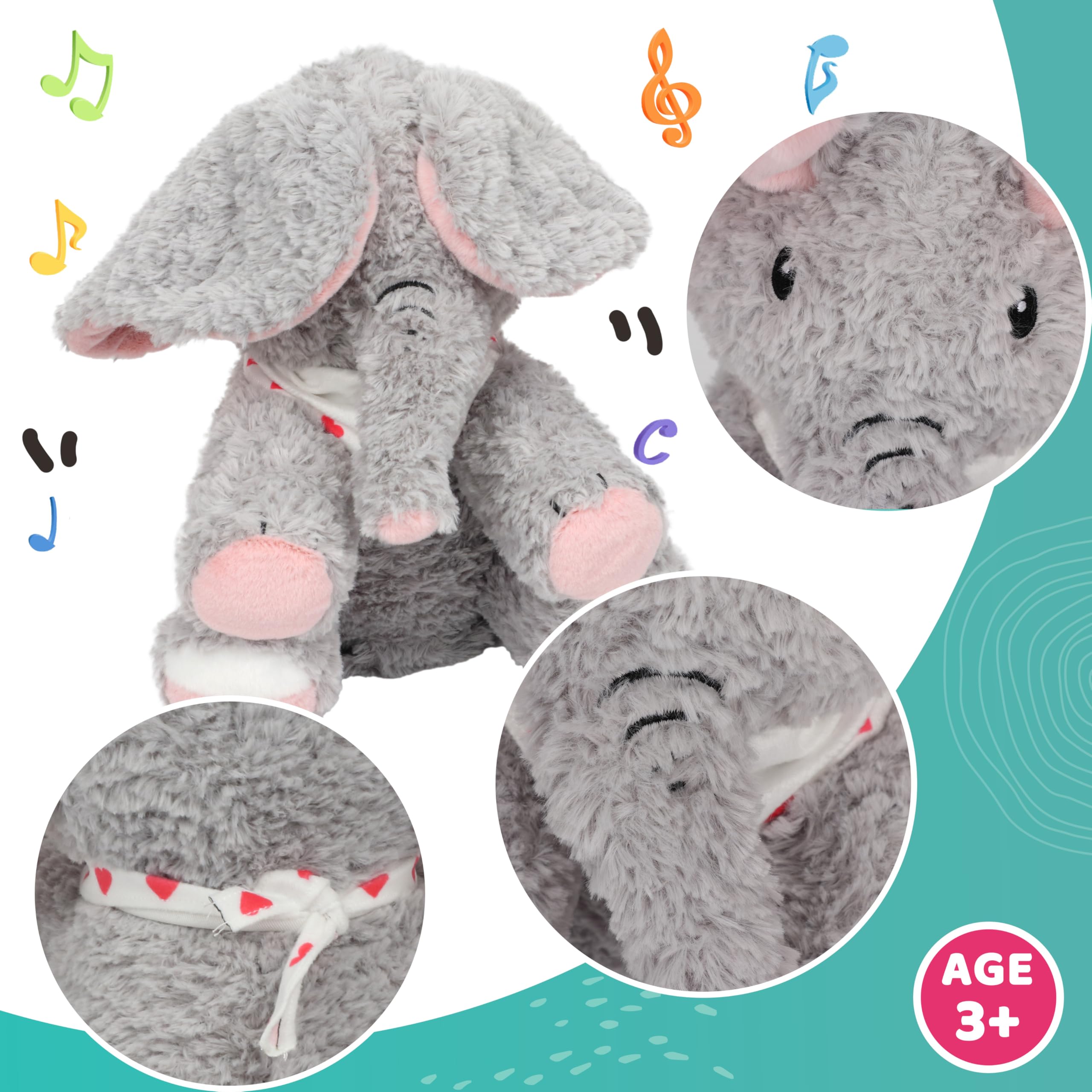 Cuteoy 12-inch battery-operated elephant ready for gift and travel.