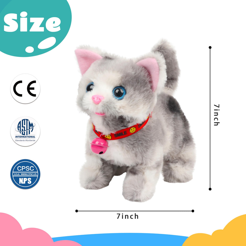 Cuteoy Walking Grey Cat eye detail highlights bright eyes for engaging storytelling.
