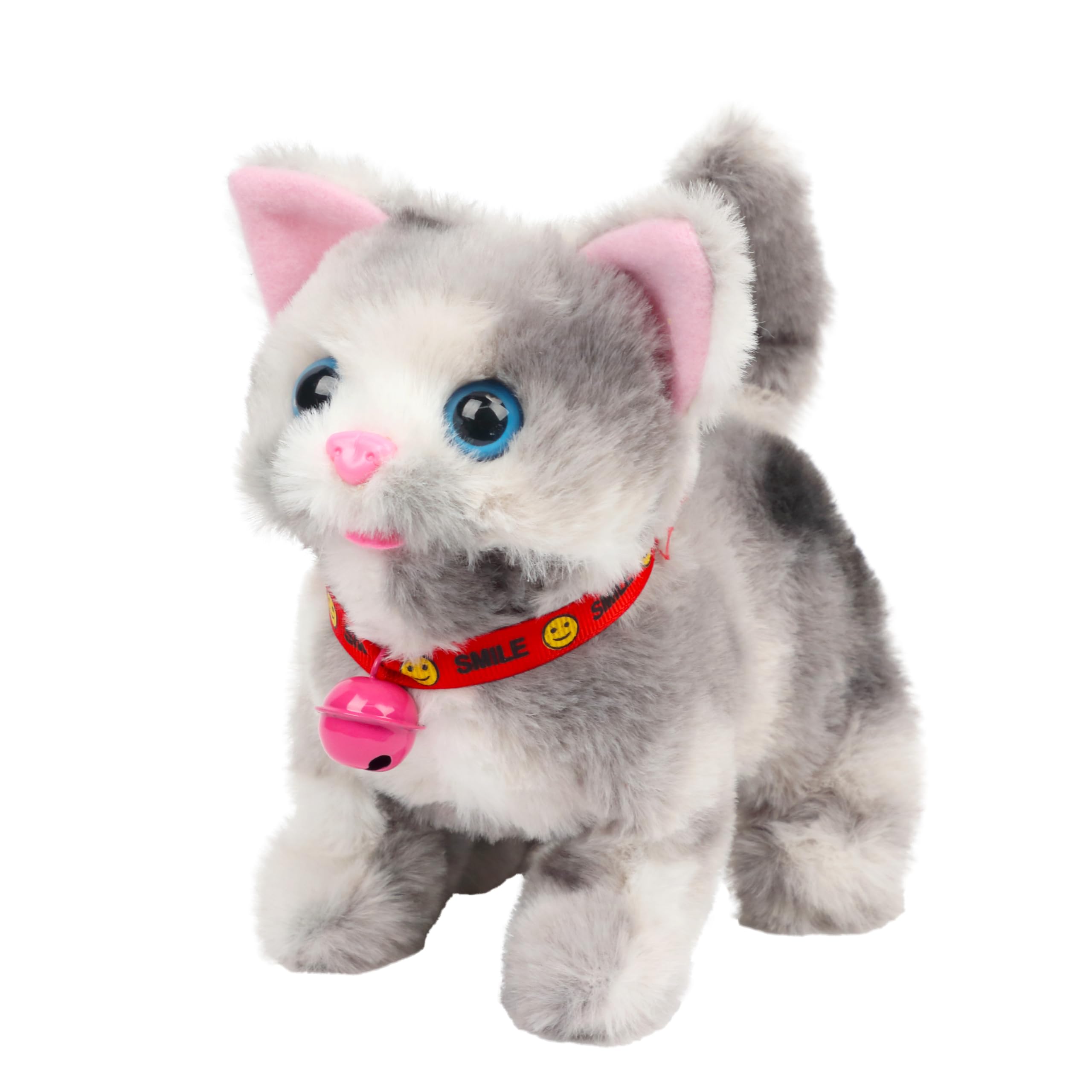 Cuteoy Walking Grey Cat plush toy front view for immersive pretend play.