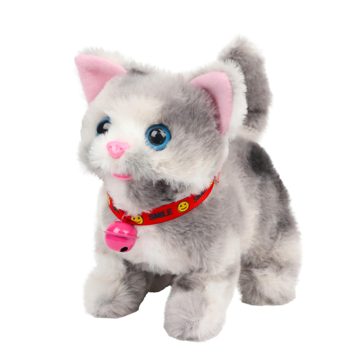 Cuteoy Walking Grey Cat plush toy front view for immersive pretend play.