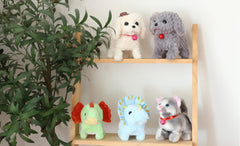 Cuteoy Walking Grey Cat plush toy side view ideal for curious storytelling moments.