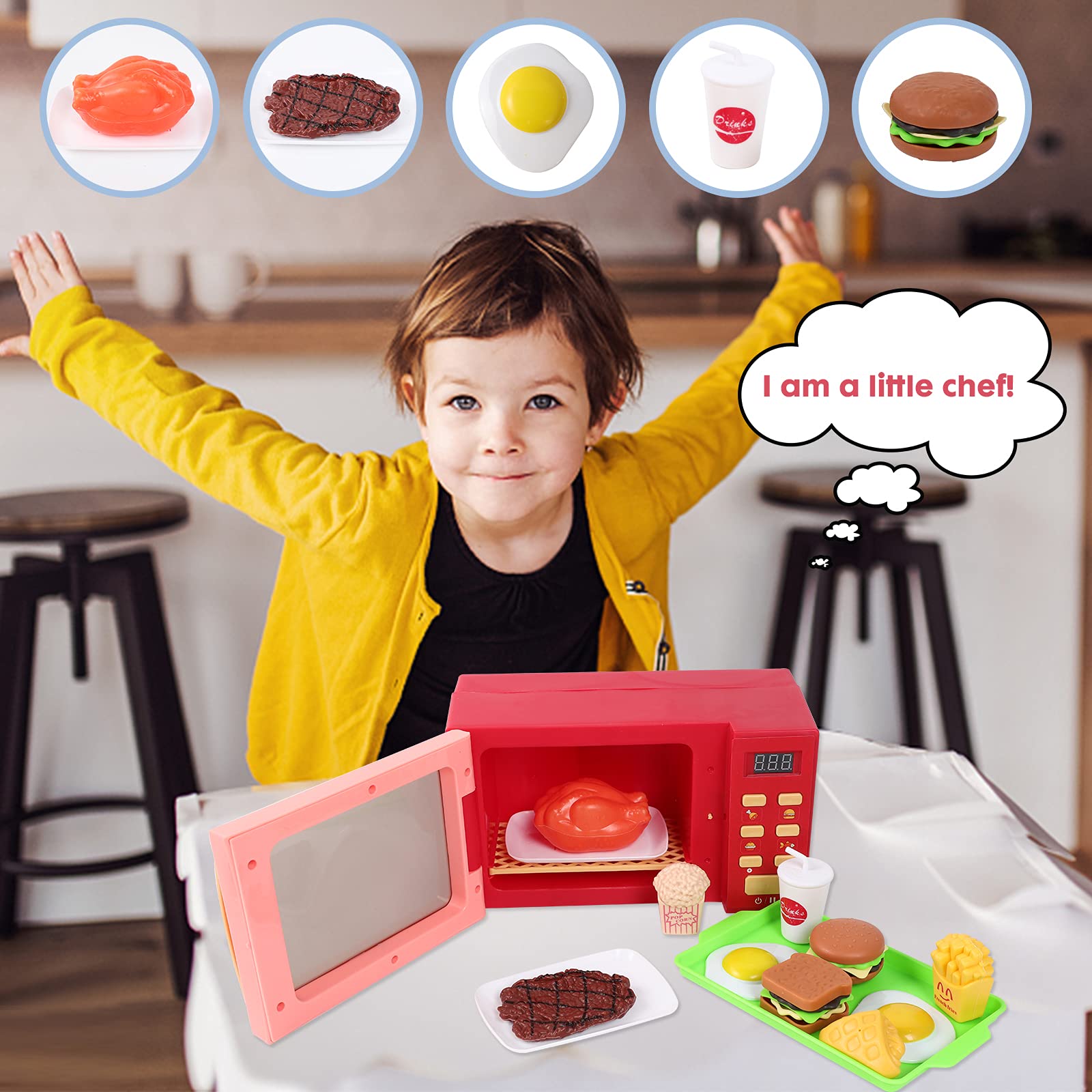 Cuterabit microwave door with realistic control panel for authentic pretend cooking.