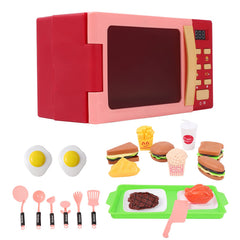 Cuterabit red toy microwave oven for imaginative kitchen playtime.