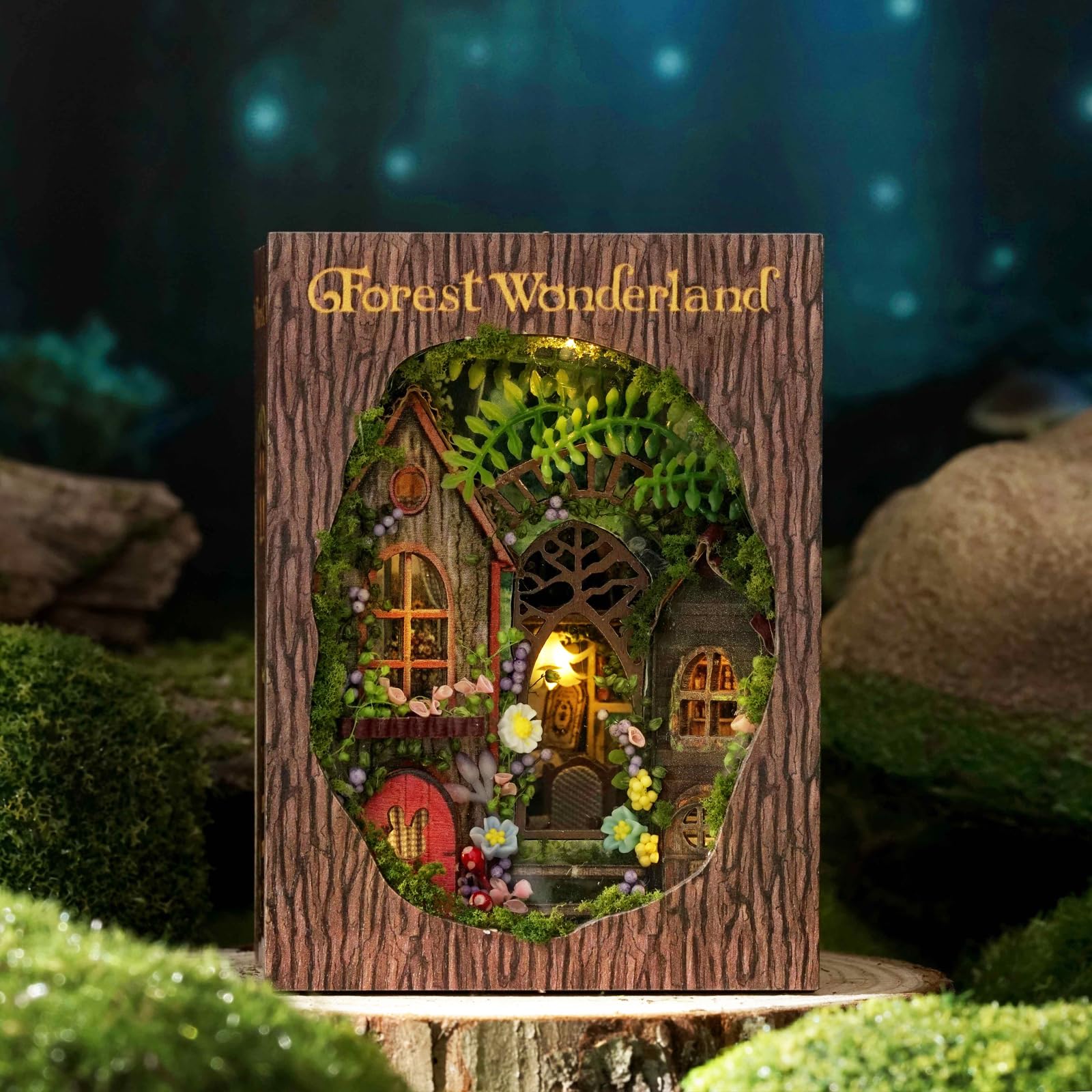 CUTEROOM Forest Wonderland dollhouse kit with unassembled parts invites hands-on assembly.