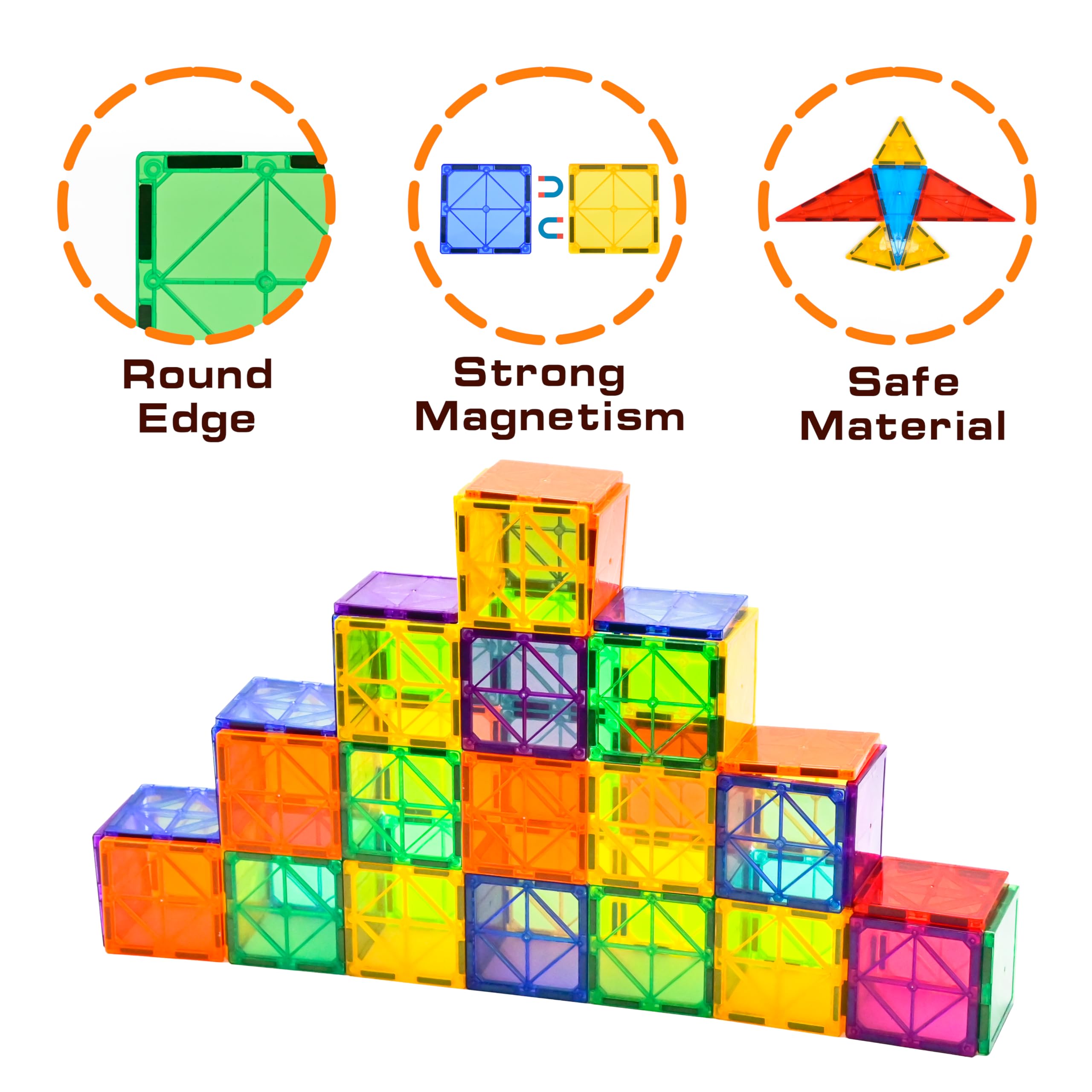 CuteTiger magnetic tiles provide a secure connection for frustration-free construction.
