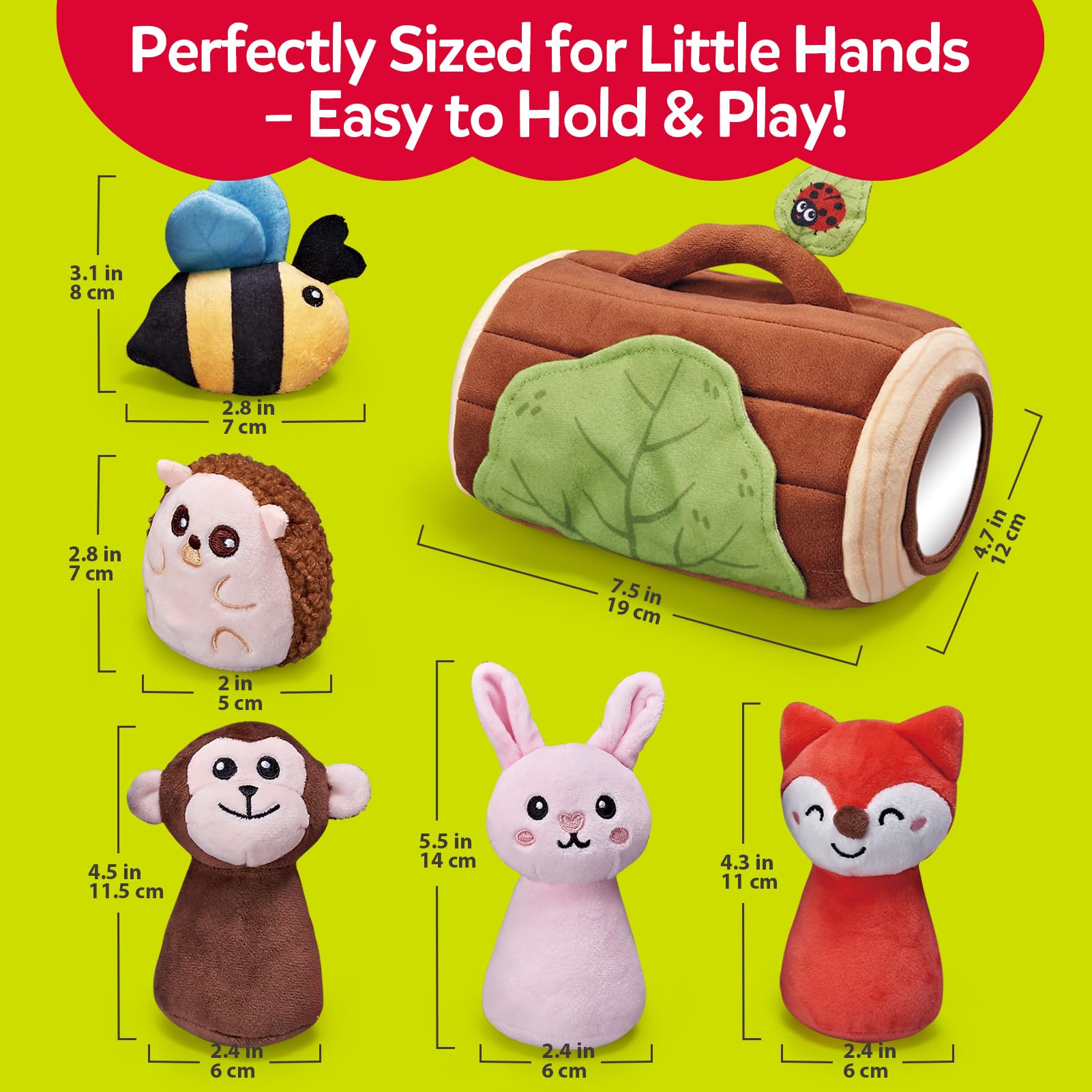 CuteZone bee plush features crinkle wings for audible sensory cues.