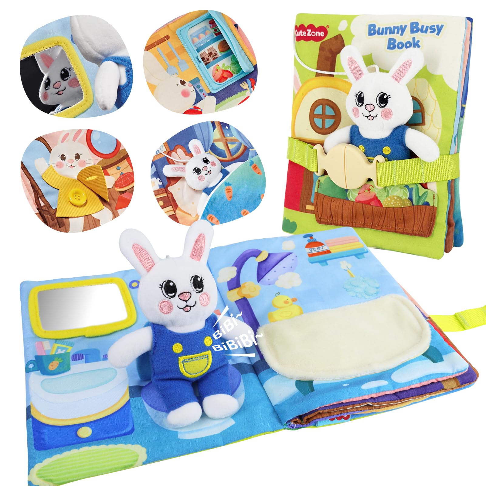 CuteZone Montessori busy book daily routines scene supports early learning and imaginative play for toddlers.