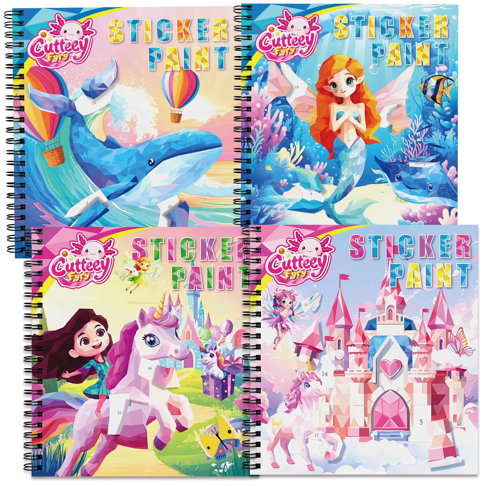 CutteeyFyry paint-by-number sticker book cover for travel-friendly kids