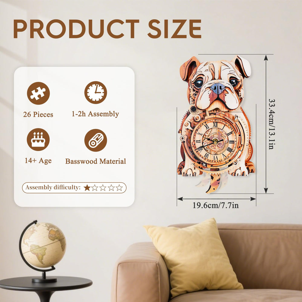 Cutywood 3d clock kit packaging emphasizes eco-friendly wooden pieces.