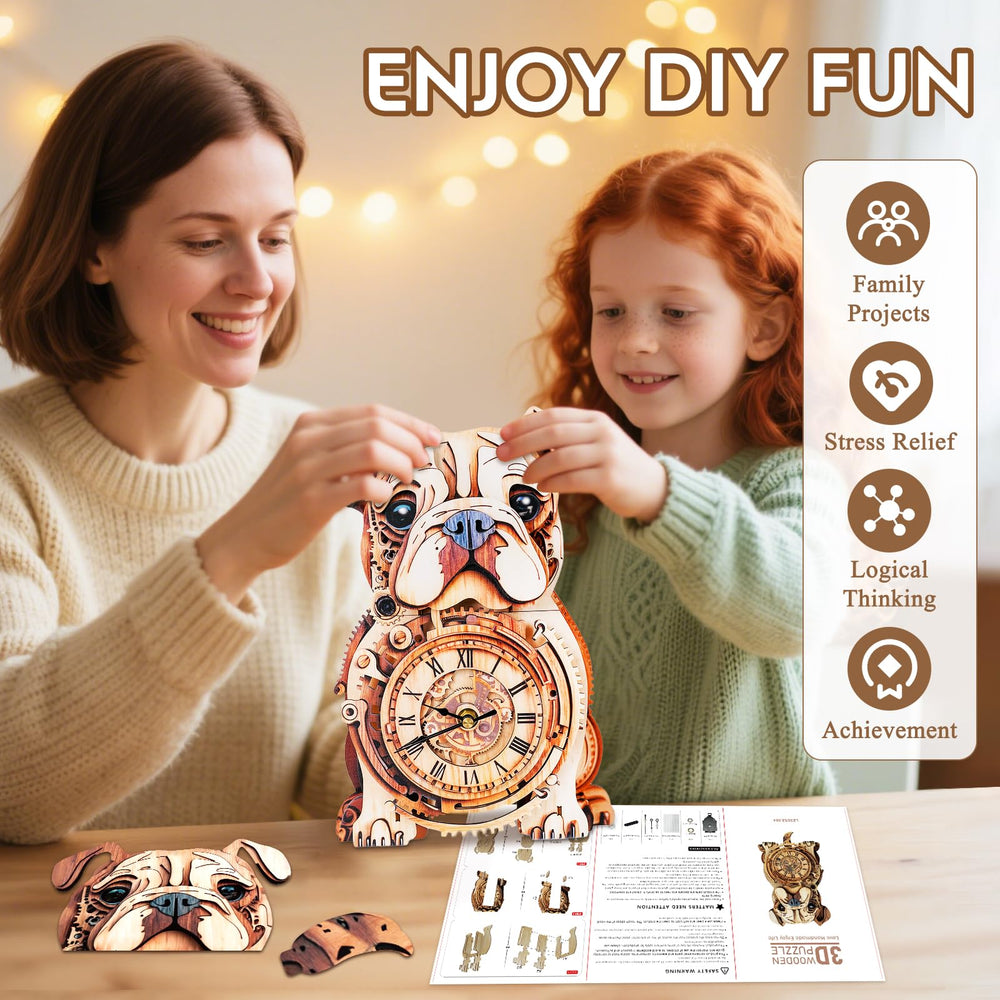 Cutywood Bulldog clock pendulum swing showcases satisfying kinetic detail during build.