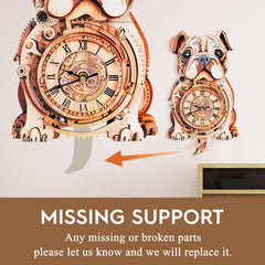 Cutywood dog-themed clock ready display adds character to any room.