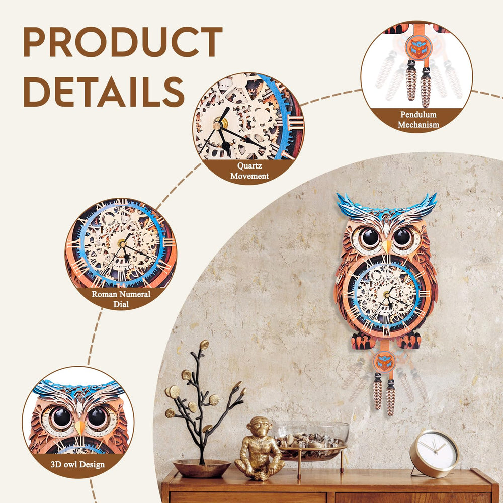 Cutywood pendulum mechanism provides functional motion and charm.