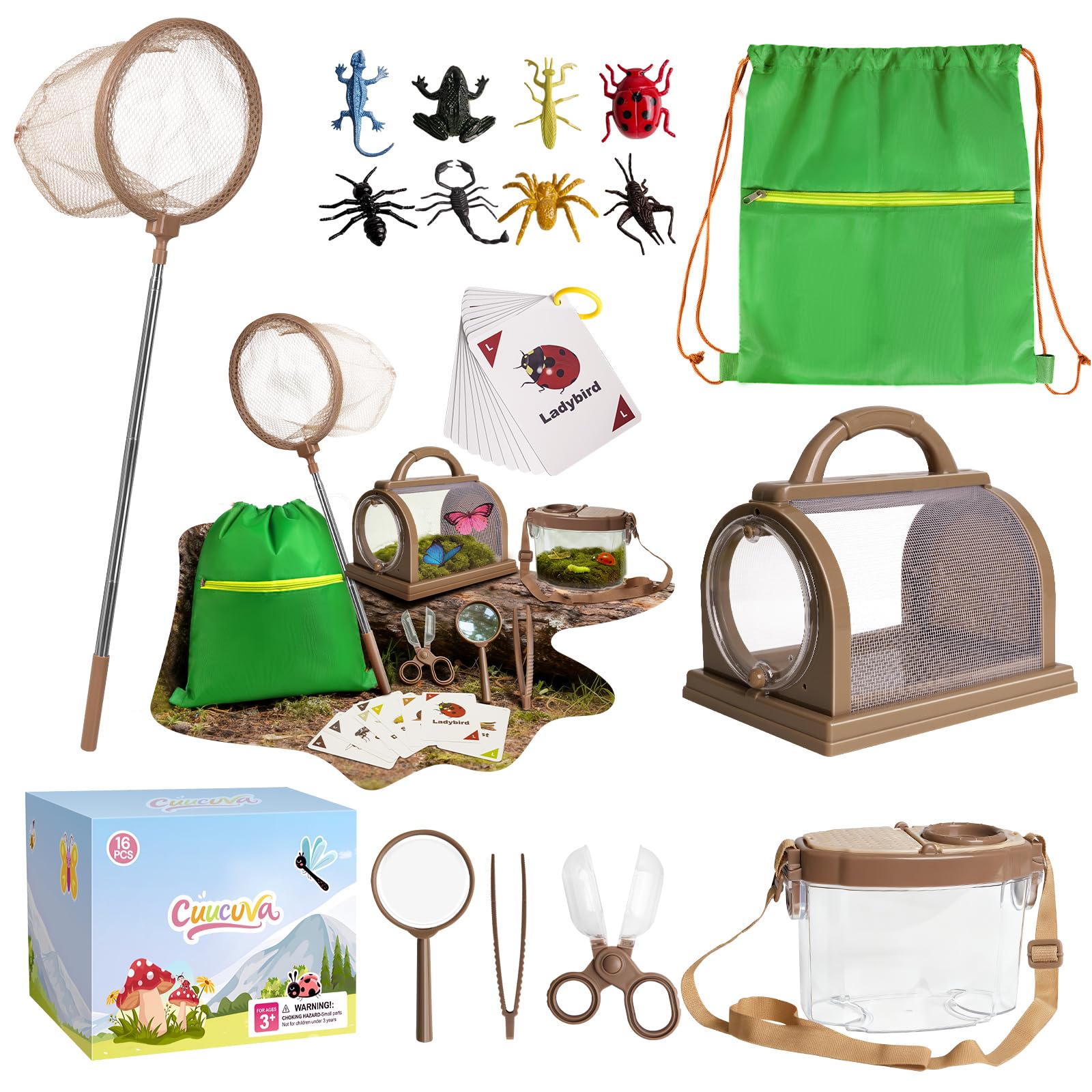 CUUCUVA Bug Catcher Kit magnifying glass for close insect observation and notes.