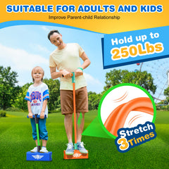 CUUGO LET'S GO! CG foam pogo jumper squeaker adds playful sound effects.